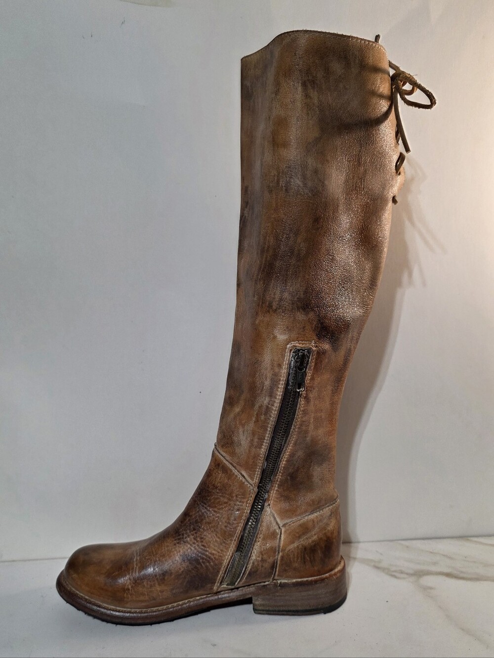 BED STU MANCHESTER TALL LEATHER LACE UP RIDING BOOTS TAN RUSTIC WESTERN SZ 7 - Picture 5 of 15